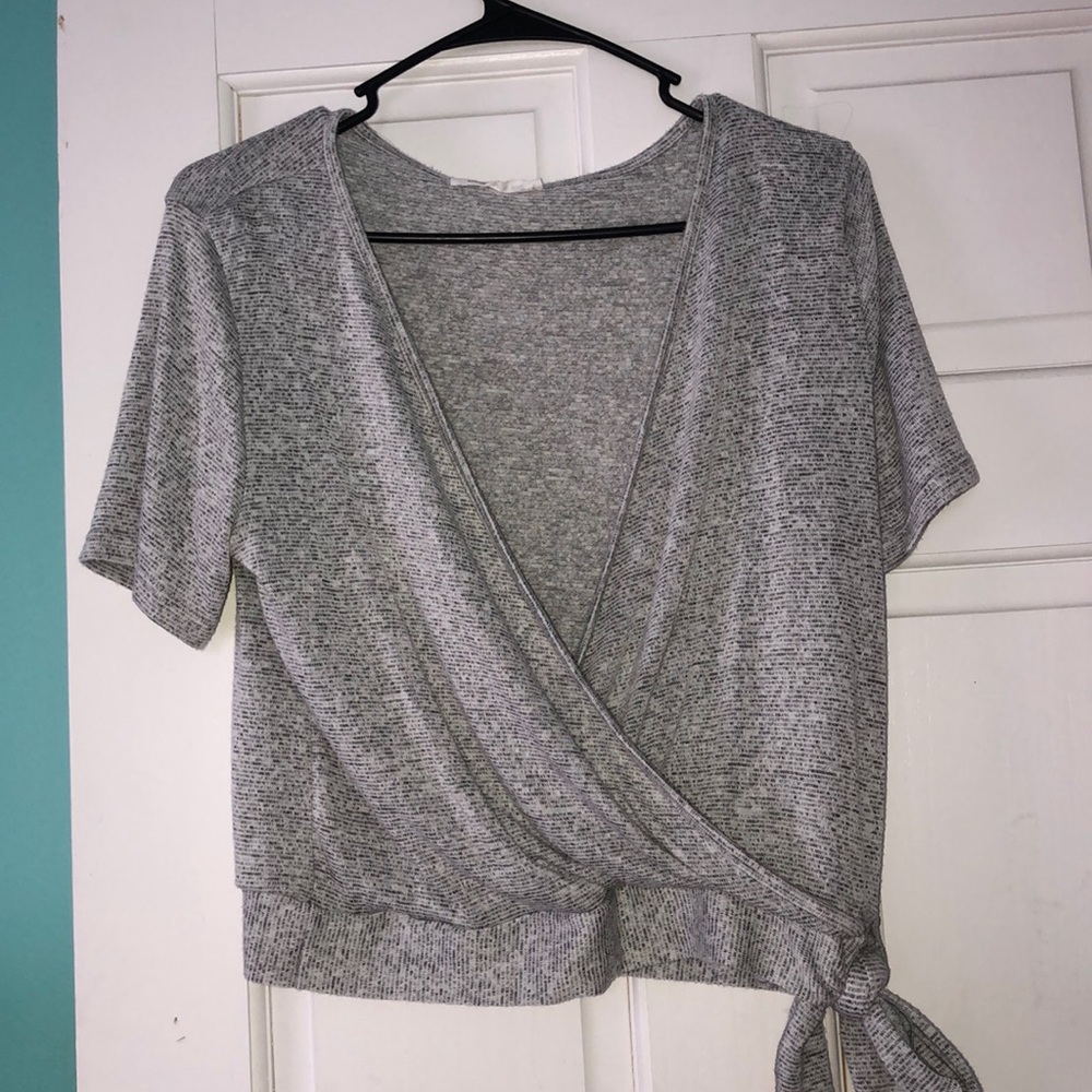 Grey wrap top